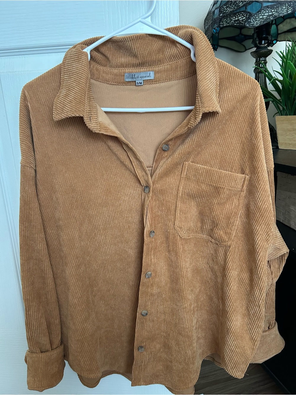 Wishlist Apparel Corduroy Shacket in Warm Camel